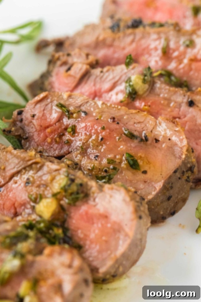 Wild Venison Tenderloin 2 Pan-seared venison tenderloin with a golden crust and fresh herbs