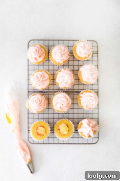 Spring Rhubarb Delights 5 rack of frosted rhubarb cupcake