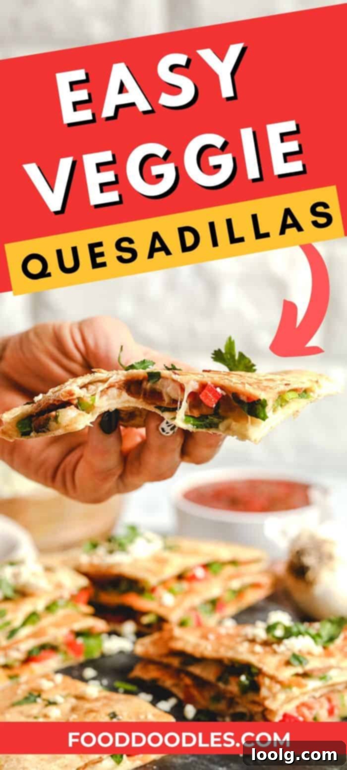 Effortless Plant-Based Quesadillas 2 Delicious and cheesy vegetarian quesadilla cut into wedges, ready to serve.