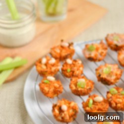Plant-Based Buffalo Quinoa Zingers 1 A small stack of freshly baked Buffalo White Bean Quinoa Bites, garnished with a sprinkle of green herbs, highlighting their perfect golden-brown finish.
