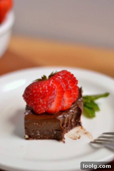 Raw Vegan Fudgy Chocolate Brownie Bliss 1 Rich Raw Vegan Chocolate Brownie topped with Fresh Strawberries