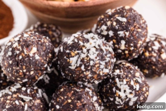 Coco-Nutty Chocolate Bites 4 Plate filled with chocolate coconut nut balls