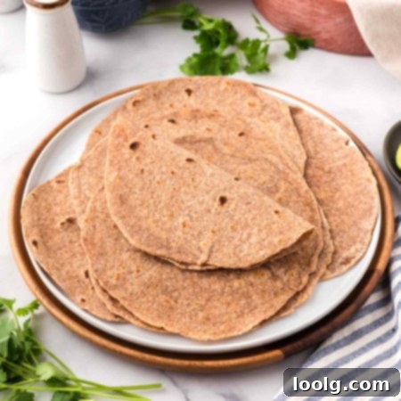 Whole wheat tortillas ready to eat