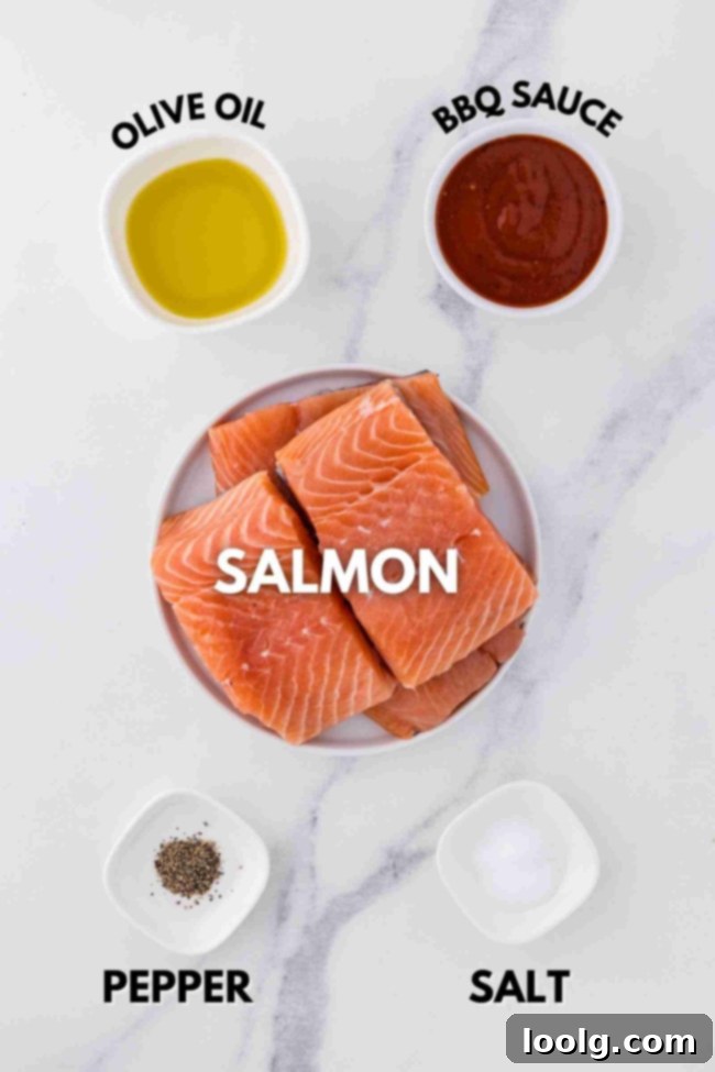 Grilled Salmon Perfection 4 Stack of four raw, fresh salmon fillets, ready for seasoning and grilling.