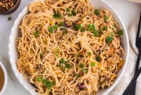Sticky Honey Garlic Noodles with Sesame and Scallions
