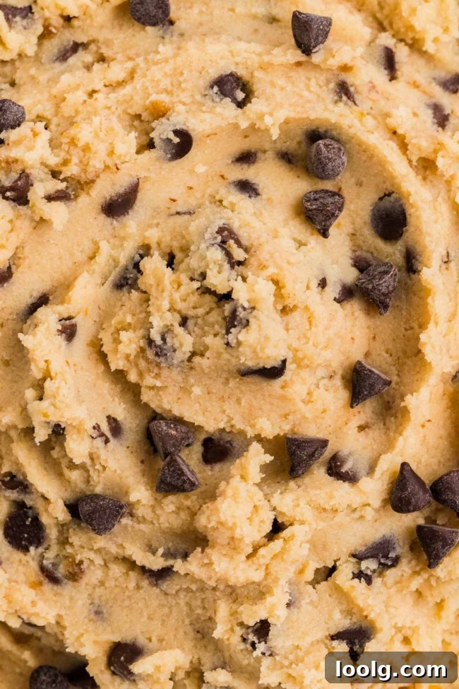 close-up of raw cottage cheese cookie dough