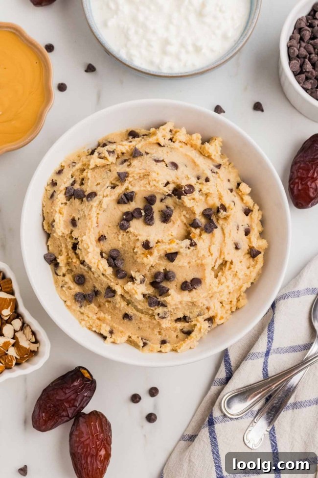 white bowl filled with edible cottage cheese cookie dough