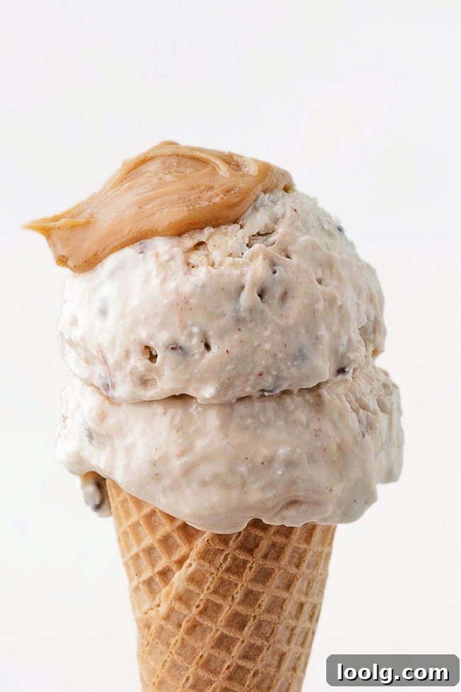 Creamy Cottage Cheese Ice Cream Recipe 2 2 scoops of peanut butter cottage cheese ice cream in an ice cream cone